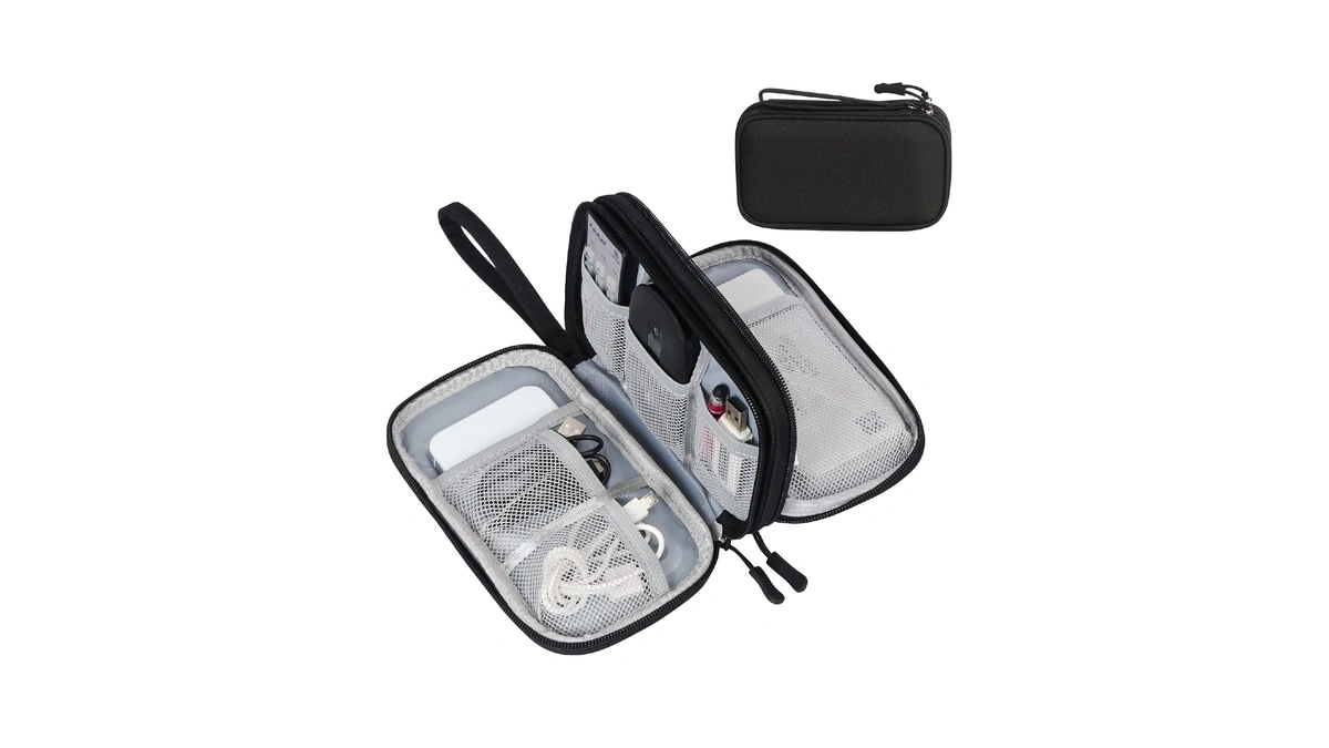 Fyy Electronic Organizer, Travel Tech Pouch Bag, Cable Organizer Black