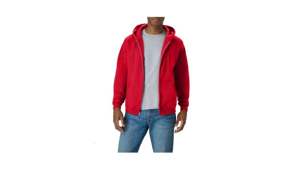 Hanes Men's Big And Tall Full-zip Eco-smart Hoodie, Deep Red,