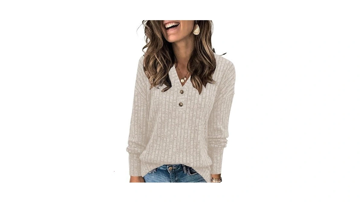 Dimur Womens Lightweight Sweaters Button Down Fall Long Sleeve Pullover