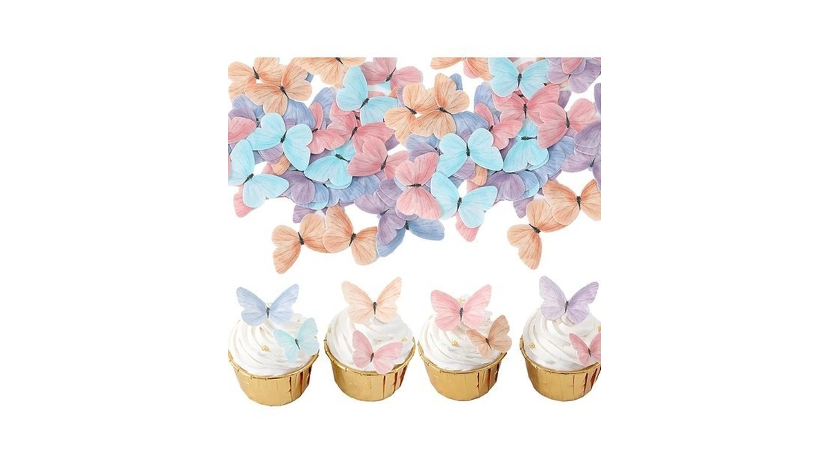 58 Pcs Edible Butterfly For Cake Cupcake Decorations