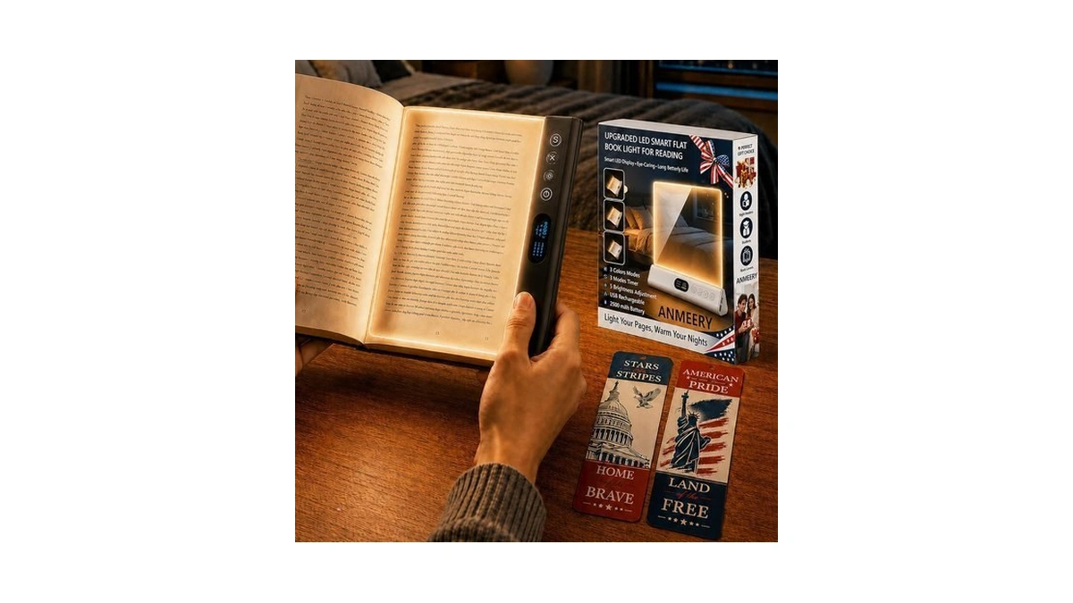 Led Flat Book Light For Reading, 2500mah Rechargeable Reading Light