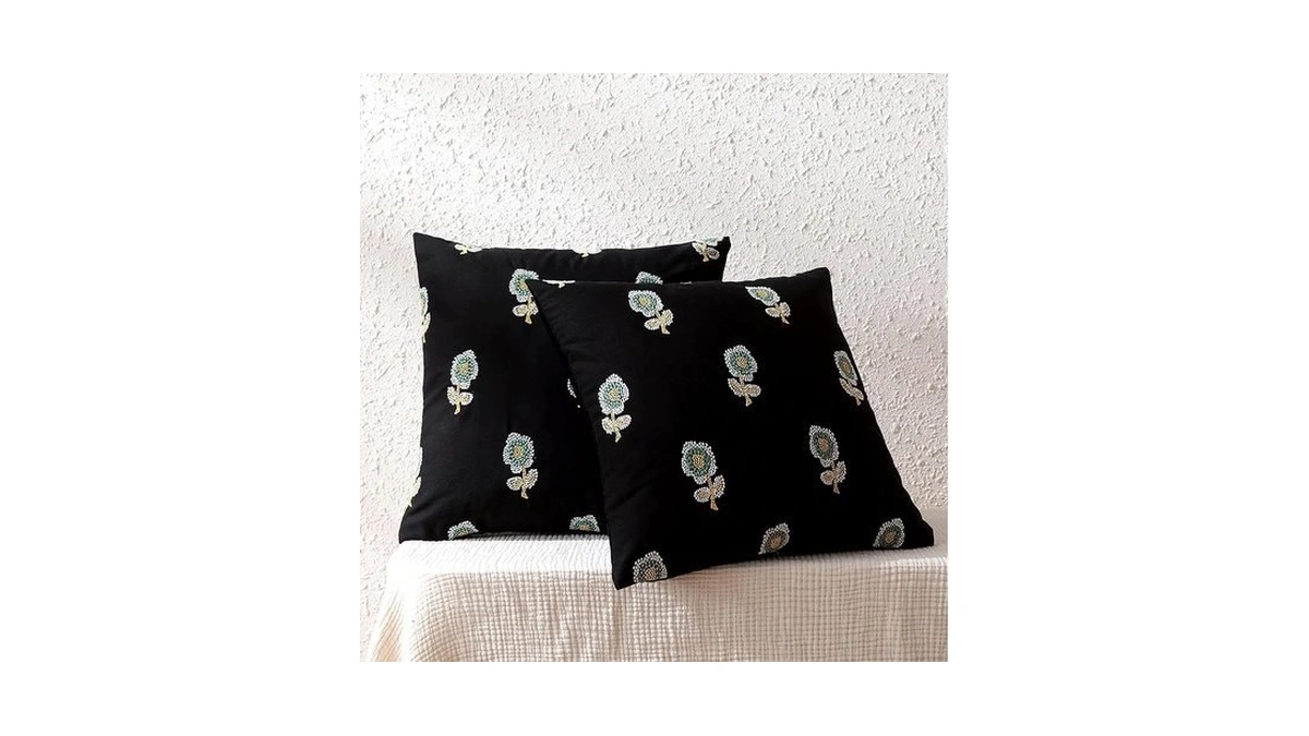 Sleep Zone Floral Embroidered Throw Pillow Covers 18x18, Decorative Pillowcase