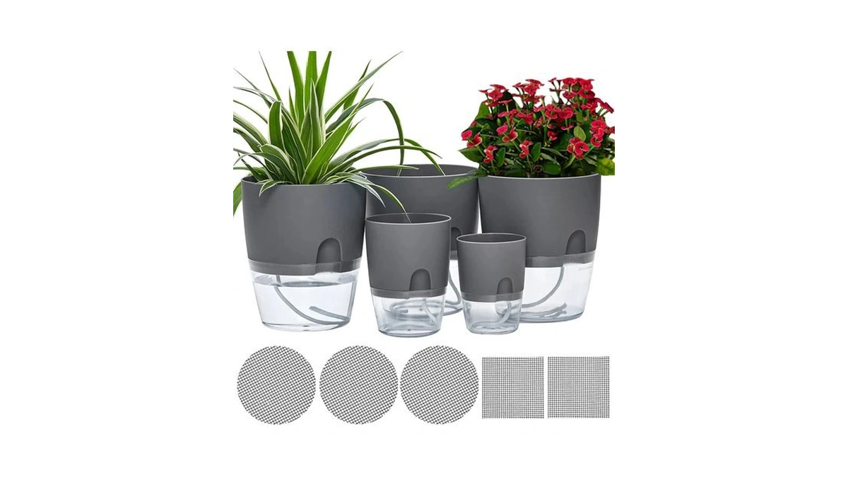 Etglcozy 6/4.1/3.2 Inch Self Watering Planter Pots, 5 Pack African