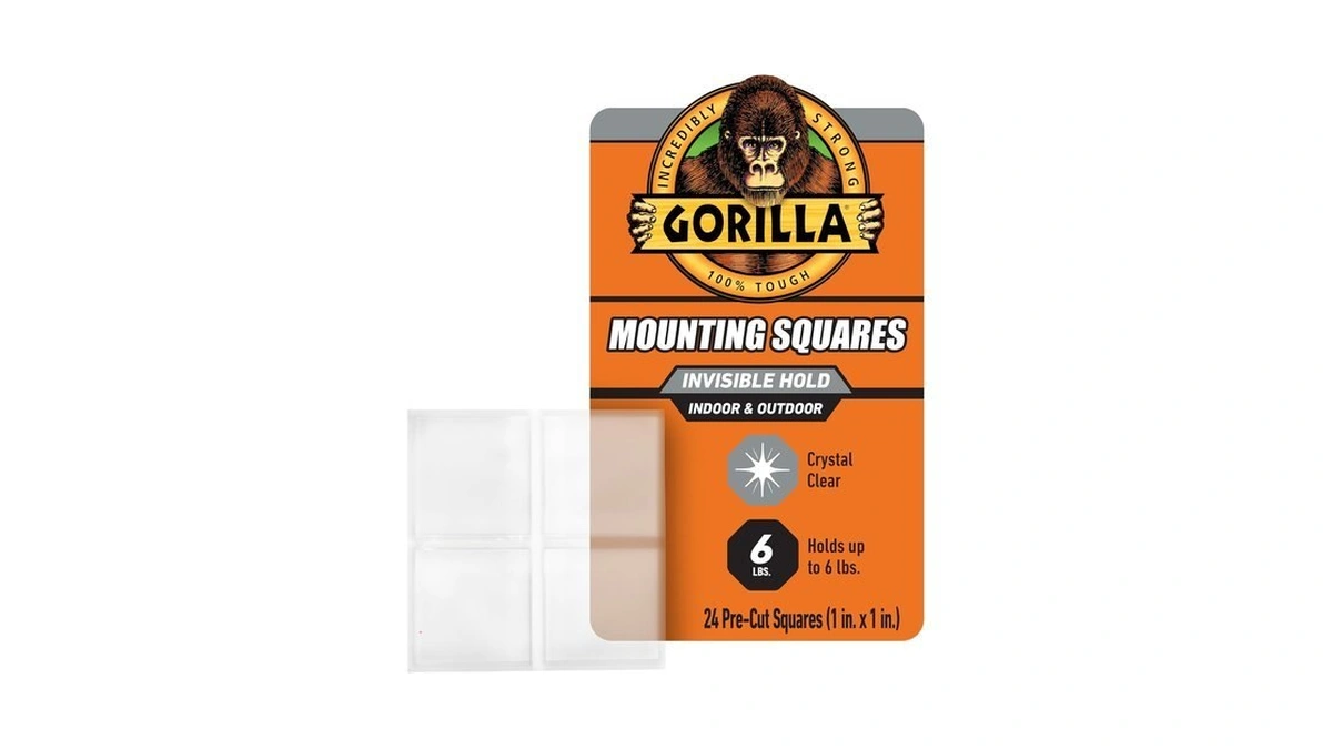 Gorilla Invisible Hold Double Sided Tape, 24 Pre-cut 1" Mounting