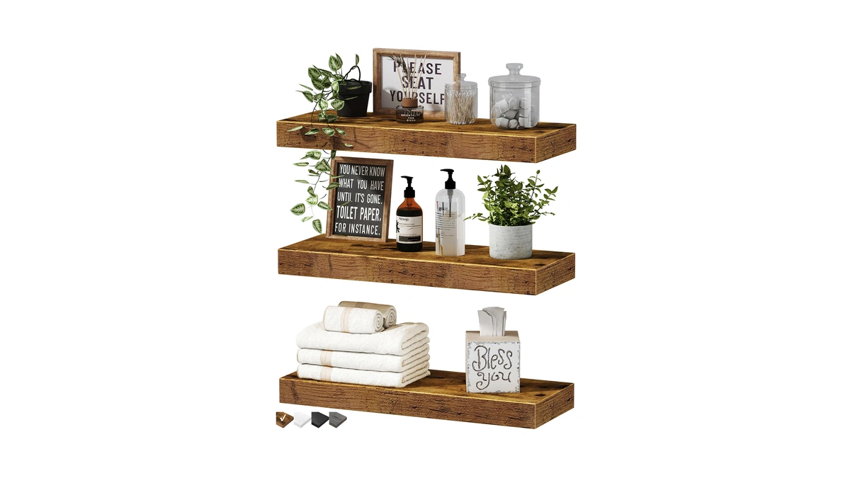 Qeeig Floating Shelves For Wall Small Shelf (brown, Set Of