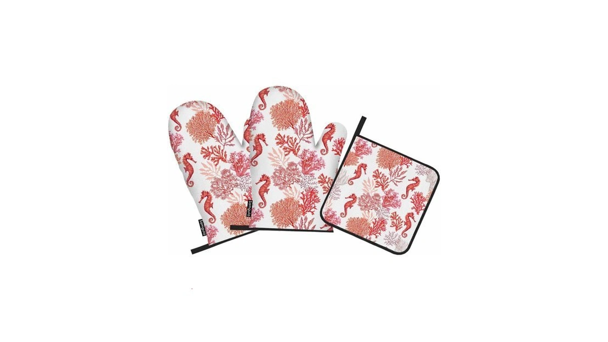 Samgula Tropical Corals Oven Mitts And Pot Holders Sets Sea