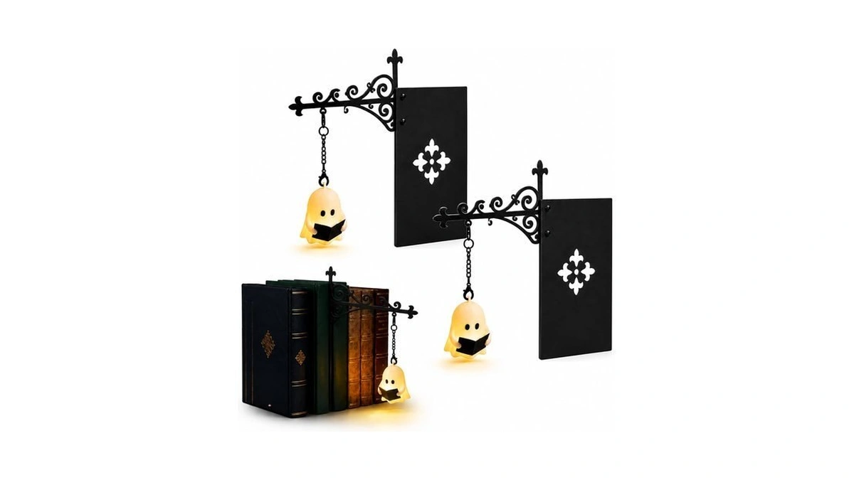 Vinspire Bookshelf Lantern, 2pcs Bookshelf Light, 3d Ghost Reading Book