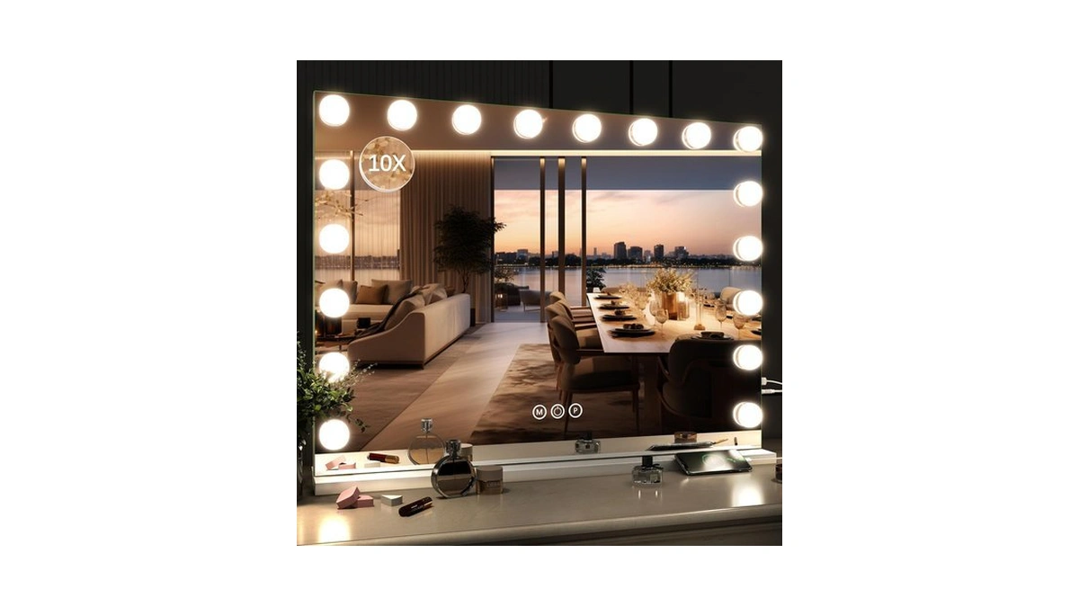 Rolove 32"x24" Hollywood Vanity Mirror With Lights, 15 Dimmable Led