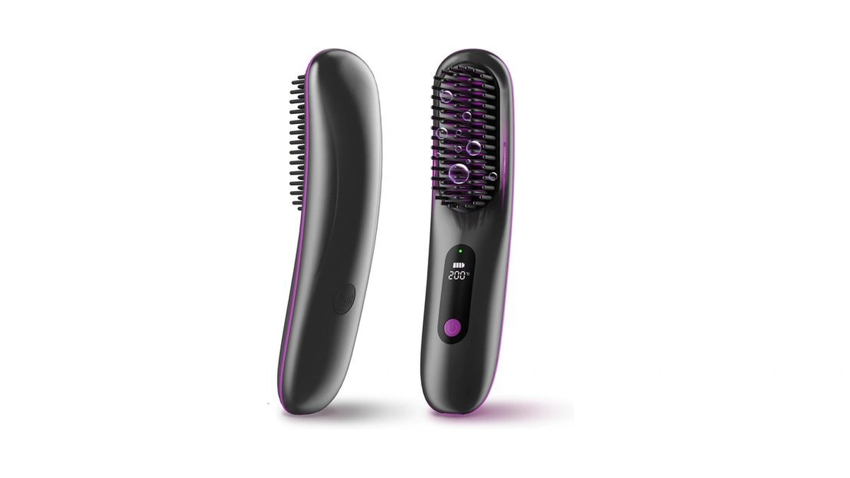 Cordless Hair Straightener Brush, Portable Hair Straightening Brush With Plasma