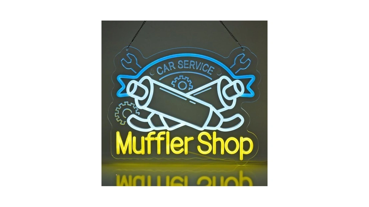 Sinbeauties Muffler Shop Neon Sign,auto Body Shop Led Light Sign