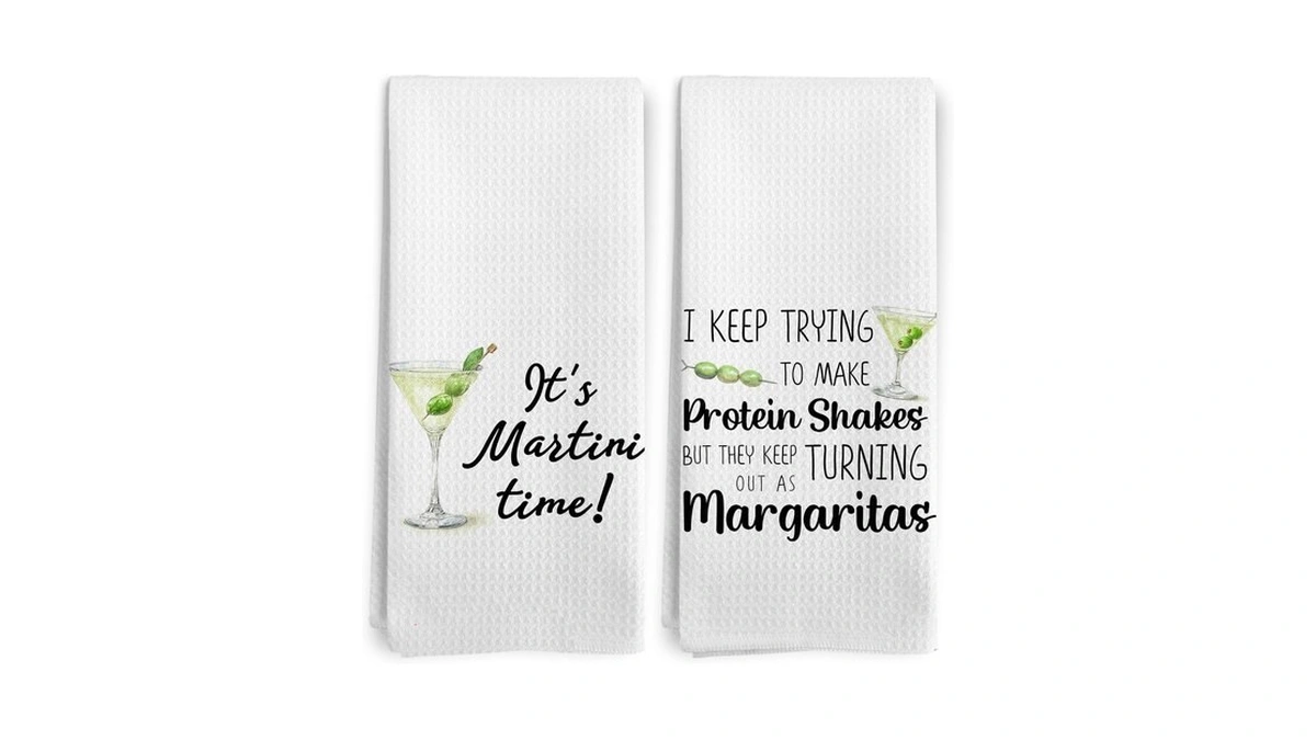Bitkam Martini Kitchen Towels, Dirty Martini Gift Kitchen Towel Decorative