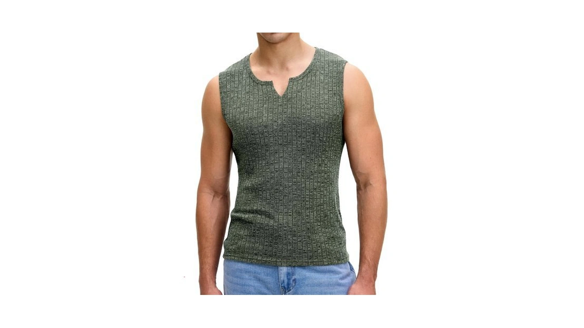 Jemldl Men's Ribbed Tank Tops Knit V Neck Sleeveless T