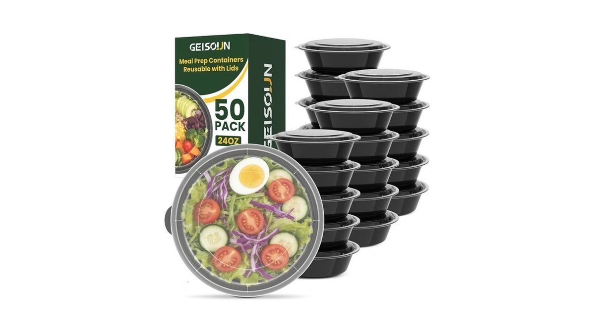 24oz Round 50-pack Meal Prep Containers Reusable With Lids, To