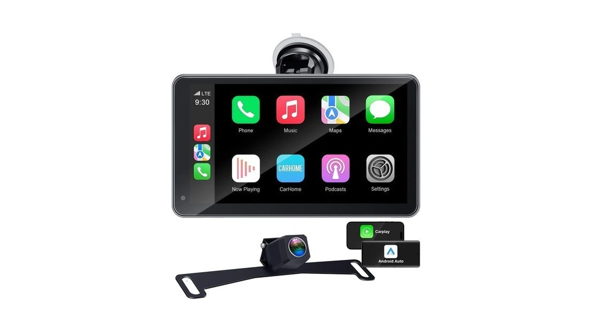 Portable Carplay Screen With Backup Camera - Bluetooth Fast Connects