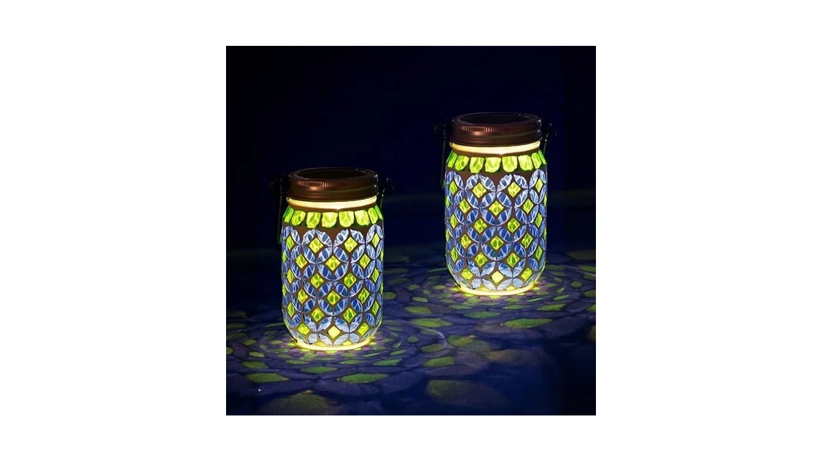 Stargarden 2 Pack Mosaic Solar Lantern , Outdoor Hanging Lantern