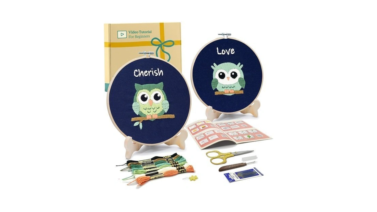 Bradove Owls Embroidery Kit For Beginners With Patterns