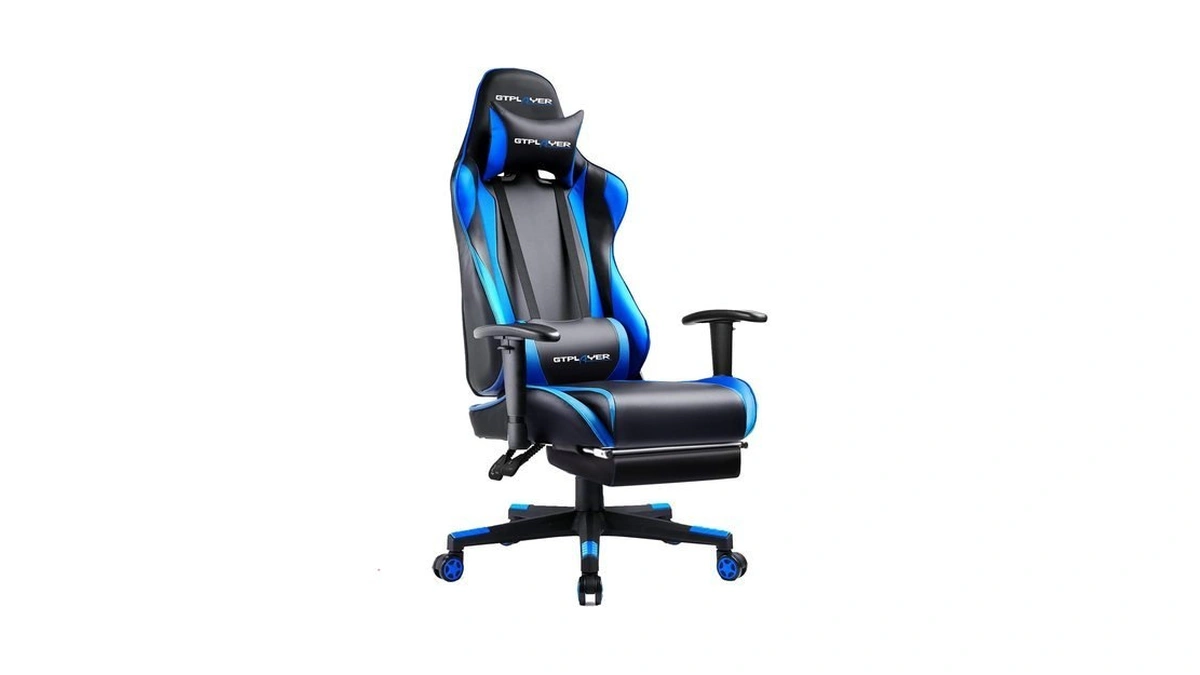 Gtplayer Gaming Chair With Footrest, Ergonomic Computer Game Desk Chair,