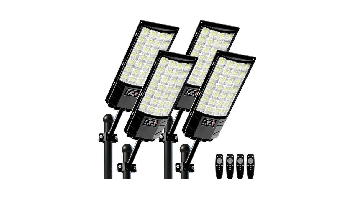 4-pack Solar Street Lights, Outdoor Led Flood Light With Dual