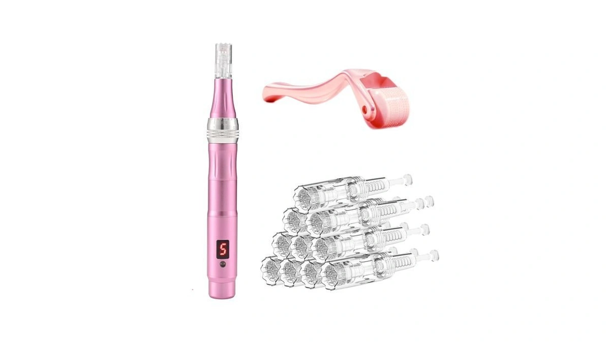 2in1 Face Derma Rmaroller Rmapen Rechargeable Rosepen With Replaceable 12parts