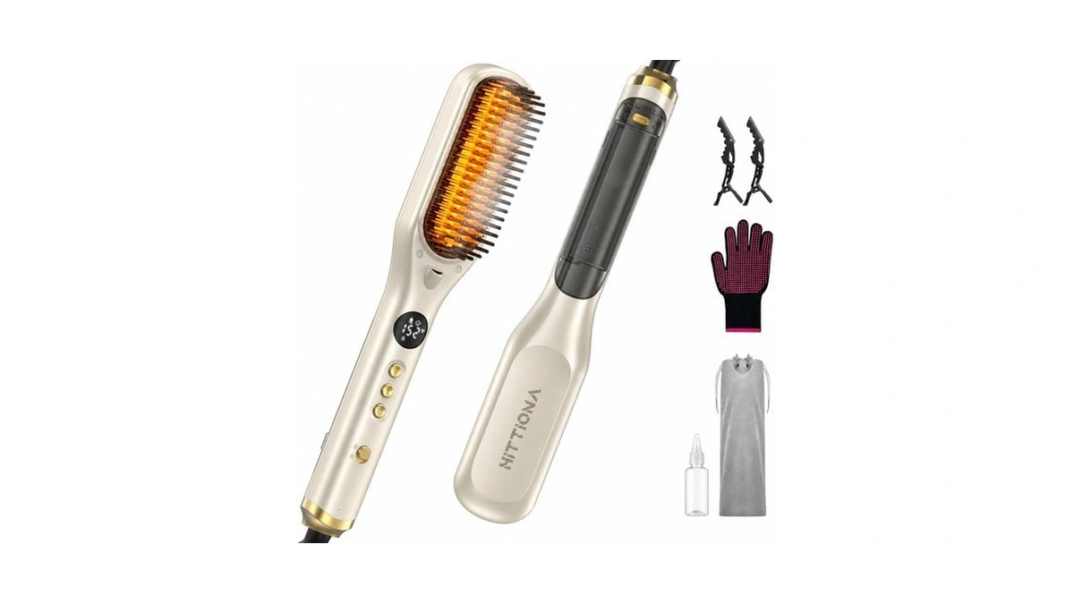 Hittiona Steam Hair Straightener Brush For Women,steam To Tame Frizzy