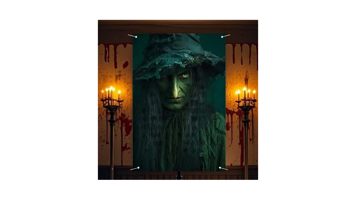 Nuxovilar Halloween Window Cover Spooky Banner 31x47in Polyester