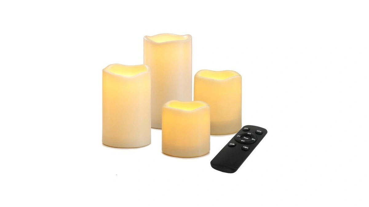 Outdoor Battery Operated Flameless Led Pillar Candles Remote Timer 4