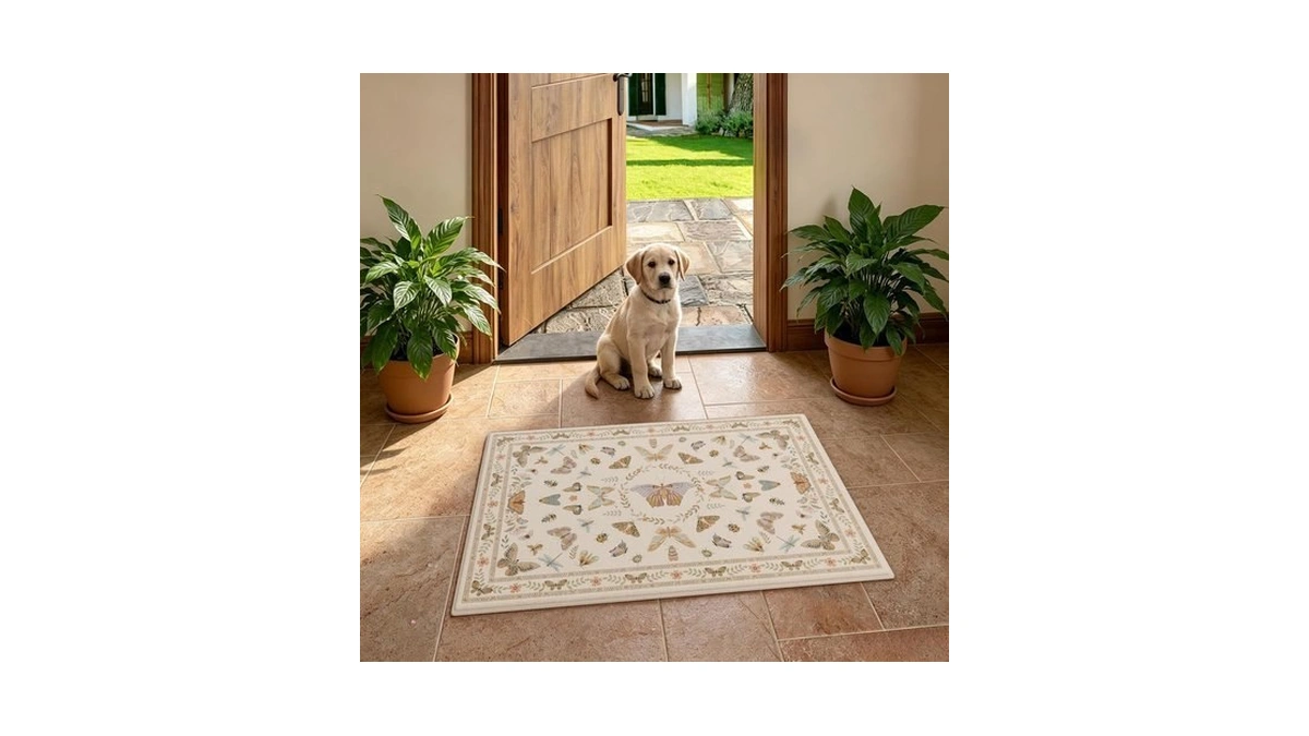 Unirea 2x3 Small Beige Washable Area Rug, Door Mat Indoor