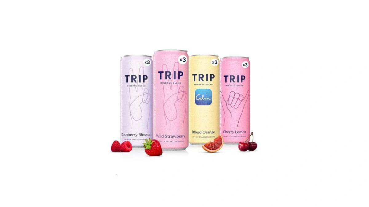 Trip Calm Drink, Non-alcoholic Adaptogen Mocktail Citrus Berry Variety 12pk