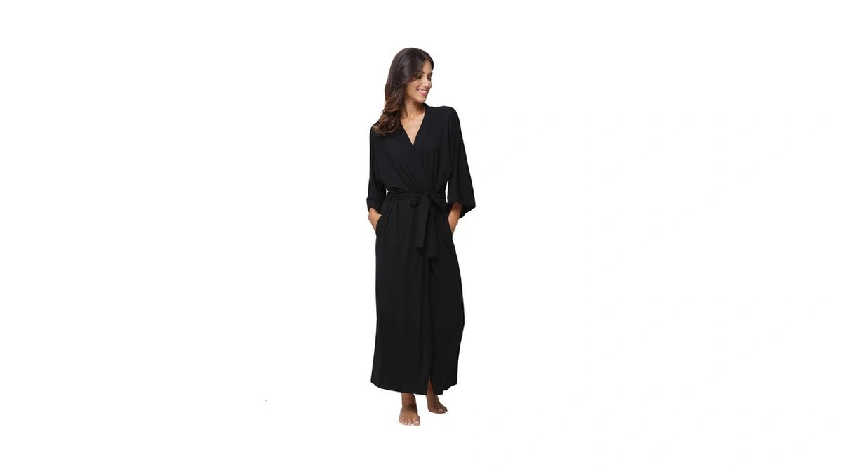Women's Soft Robes Long Bath Robes Kimonos Sleepwear Dressing Gown,black