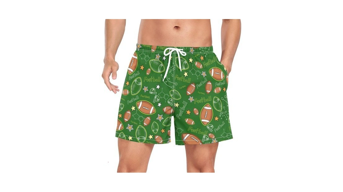 Suabo Mens Swim Trunks Football Sports Swim Shorts Quick Dry