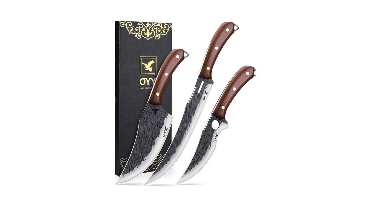 3pcs Forged Bbq Butcher Knife Set, Breaking & Carving Chef