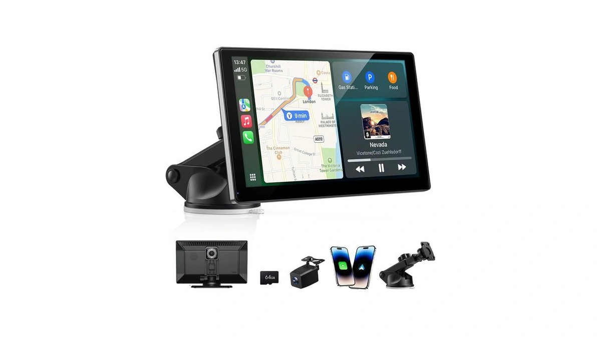 9“ Wireless Carplay Screen, 4k Dash Cam & 64gb Card,