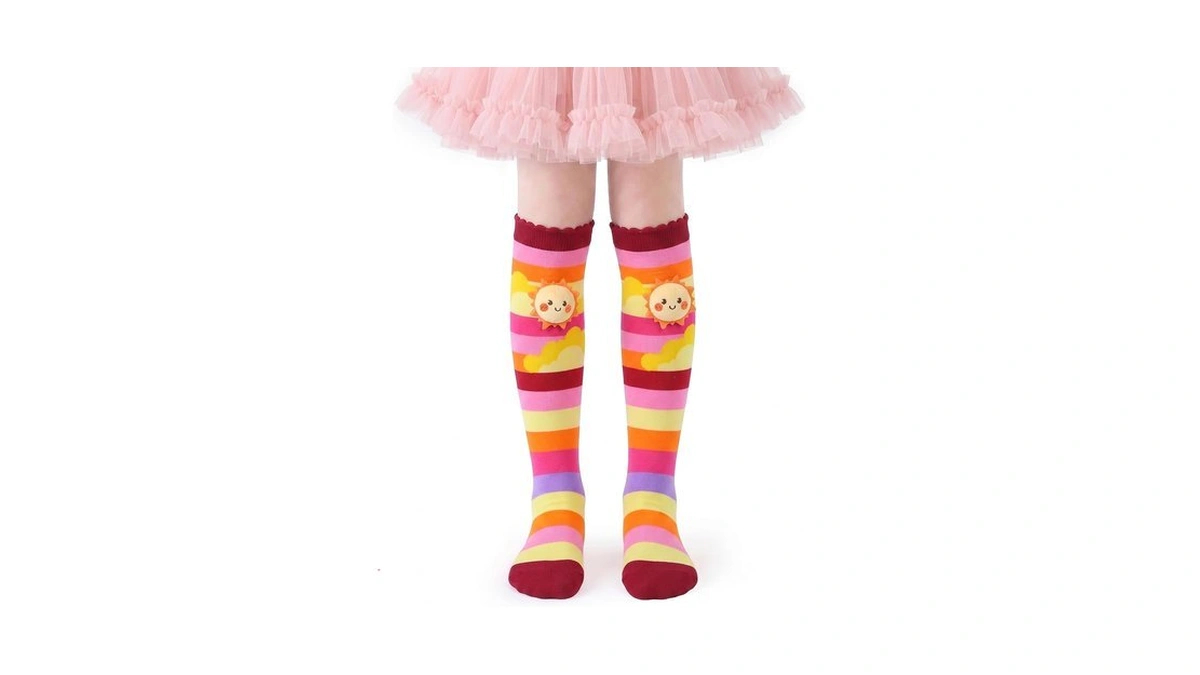 Funisfun Crazy Socks For Kids, 3d Sun Design Knee High