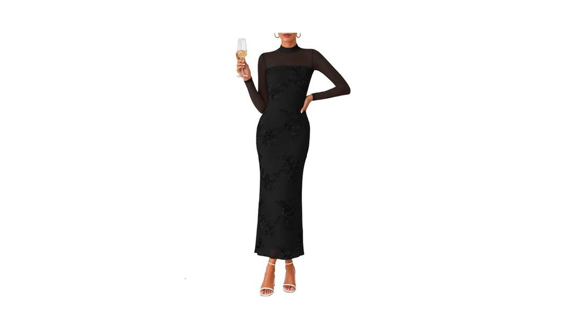 Lazysmile Elegant Dress Bodycon Fit Black Size Xl Fit Us
