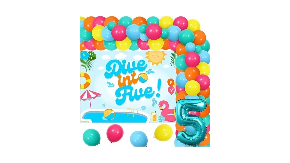 Balterever Dive Into Five Birthday Party Decorations Swimming Pool 5th