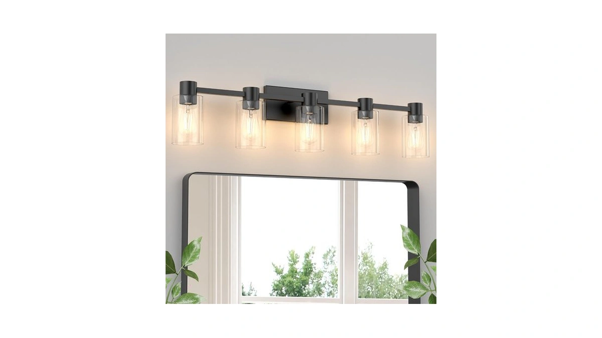 Esfos 5-light Modern Vanity Light Fixtures Over Mirror, Matte Black