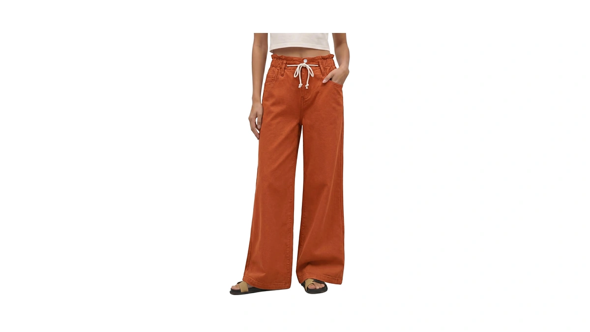 Grapent Women's High Waisted Jeans, Apricot Orange, Size 8, 29in