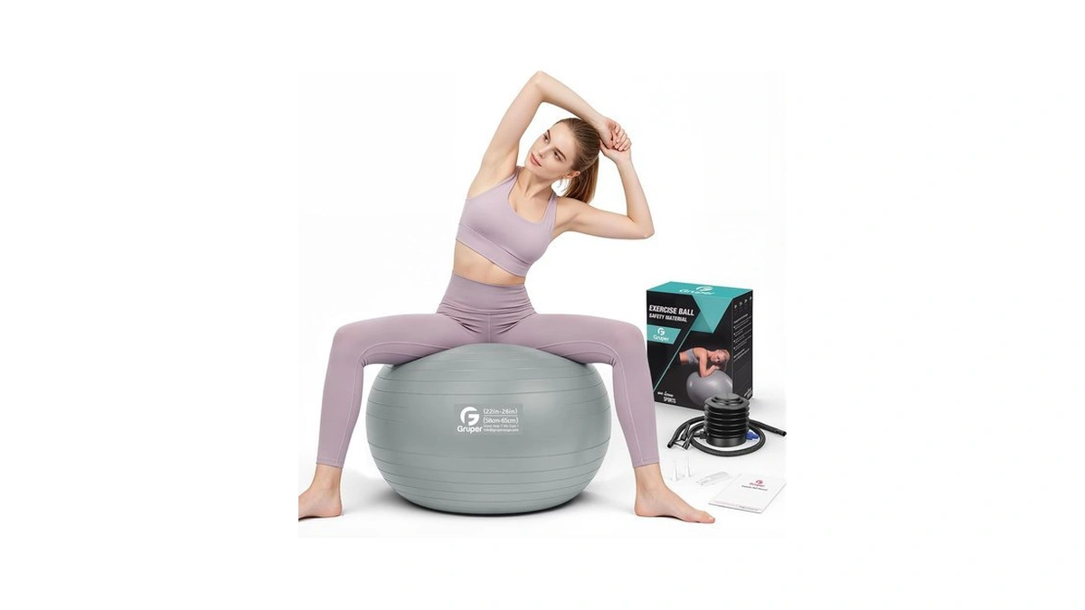 Gruper Exercise Ball, 45cm-75cm Extra Thick Yoga Ball For Working