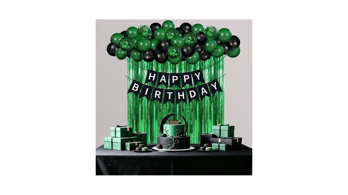 Dark Green And Black Birthday Balloon Decorations