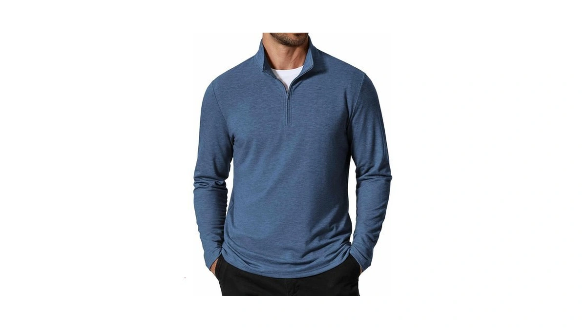 Coofandy Men's Quarter Zip Pullover Sweatshirt Mock Neck Golf Shirts