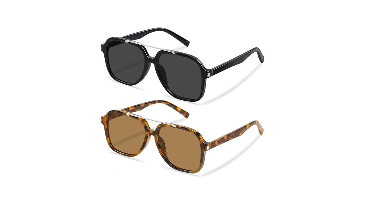 Ydaowkn Retro Aviator Sunglasses For Women Men Trendy Square Frame