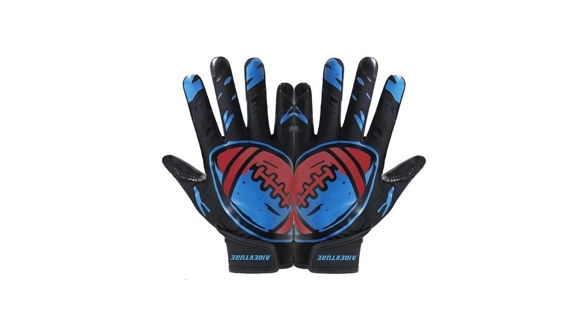 Aigevture Youth Football Gloves Kids Receiver Sticky Football Gloves Boys