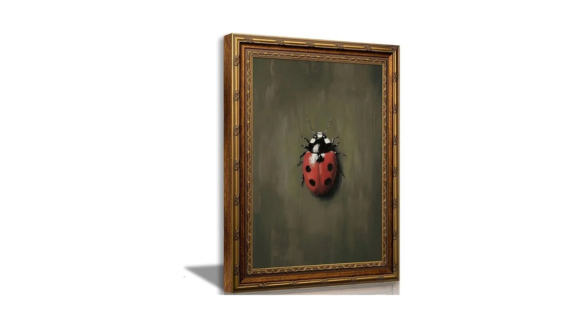 Skzmbti Vintage Gold Framed Animal Wall Art Insects Painting Prints