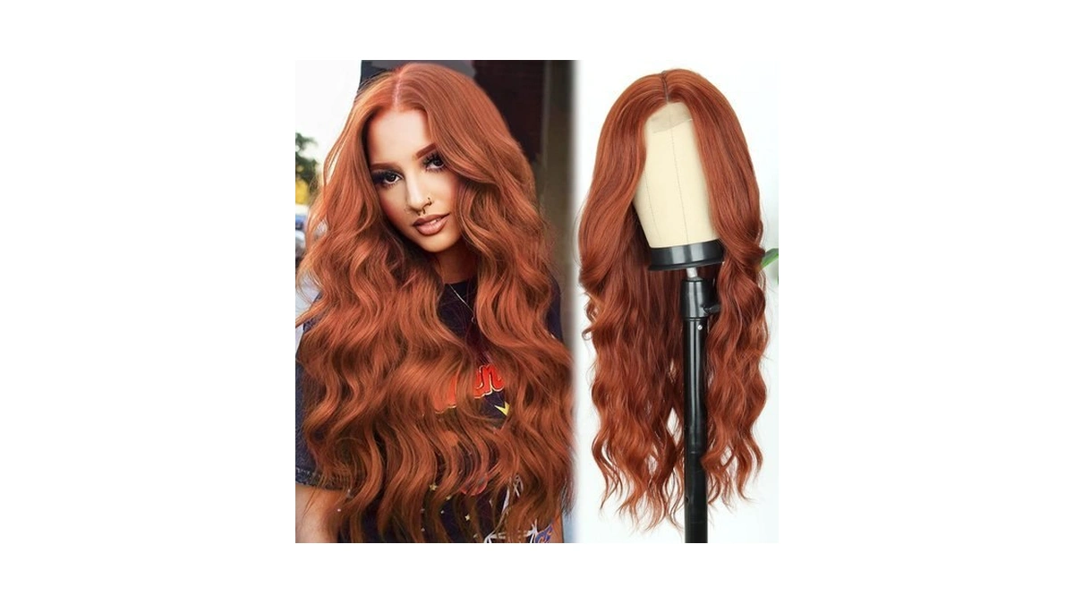 Linghang Long Auburn Wavy Wigs For Women 26 Inch Long