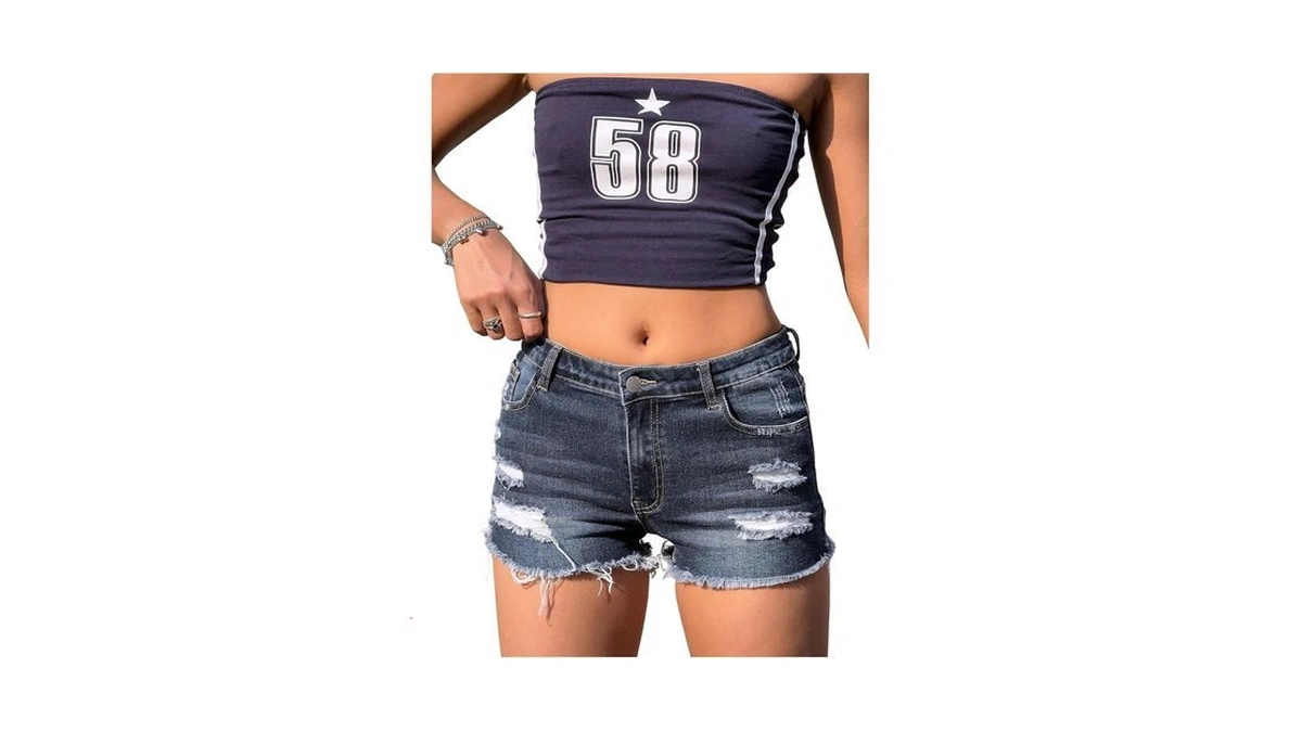Floerns Girl's Ripped Raw Trim Jean Shorts Y2k Distressed Skinny