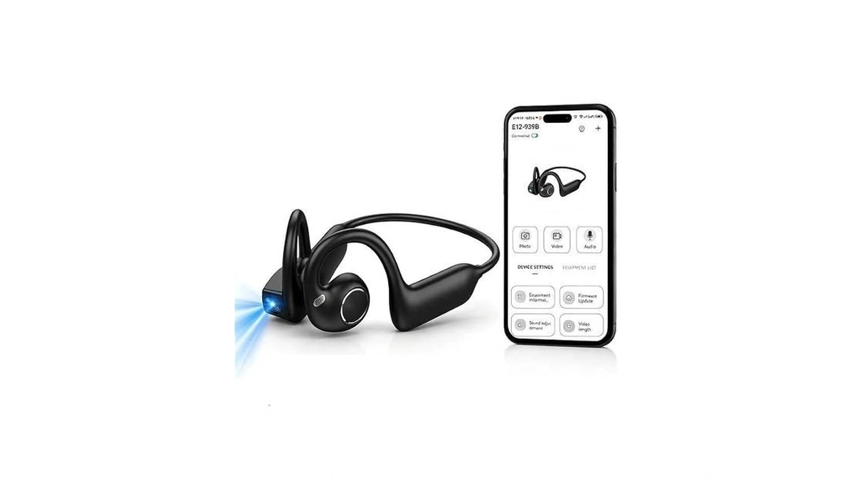 Neliangia Bone Conduction Headphones With Camera, 8mp Eis, Ai Translation