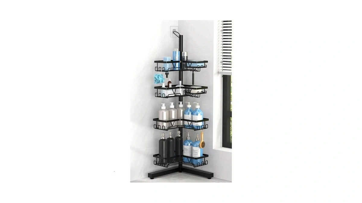 Kegii Corner Shower Caddy Tension Pole With Toothbrush Holder