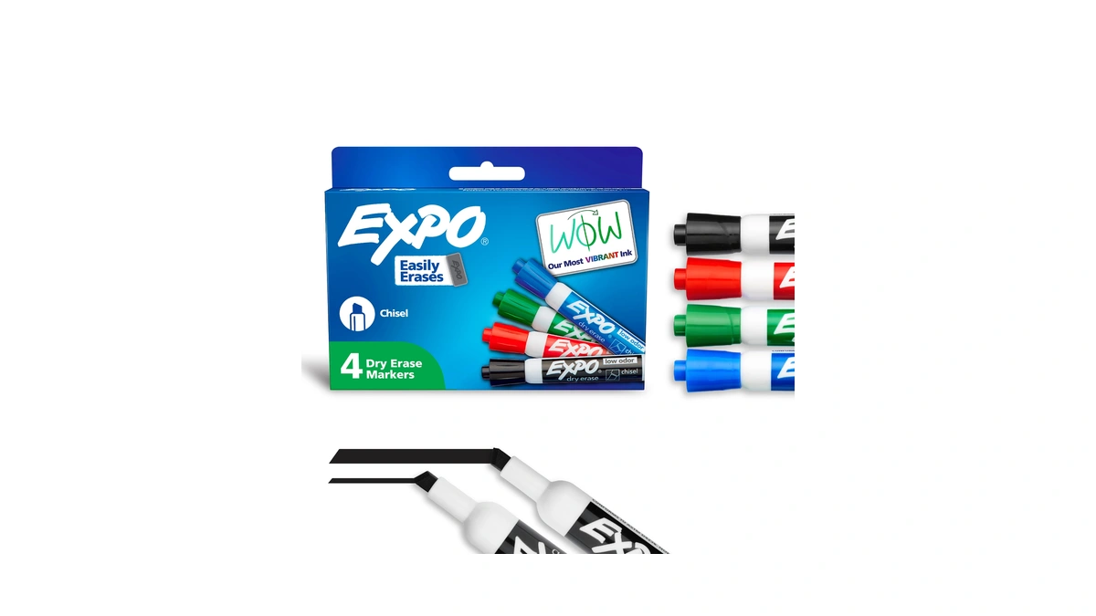 Expo Dry Erase Markers, Low Odor Ink, Assorted Colors, Chisel