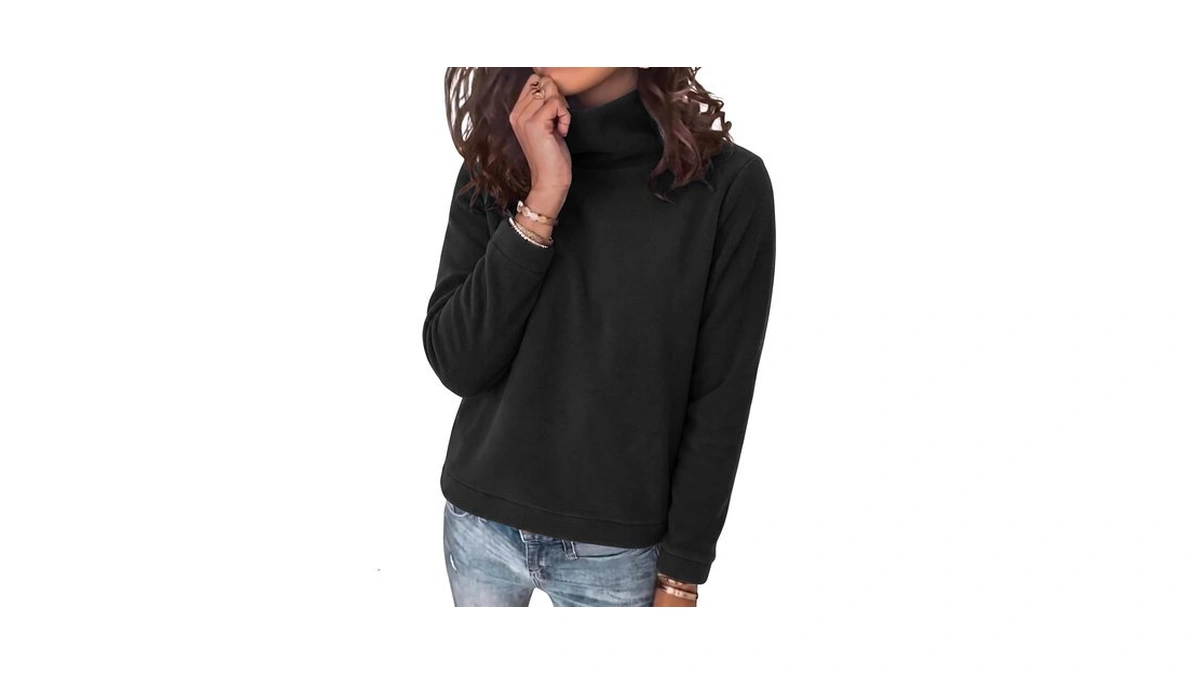 Fisoew Womens Turtleneck Sweatshirt Fleece Oversized Pullover Casual Tops