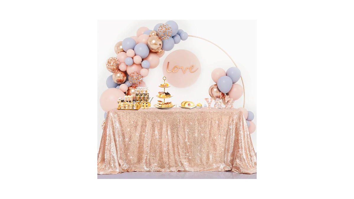 B-cool Rose Gold Sequin Tablecloth Sparkly Wedding Table Cloths Shiny